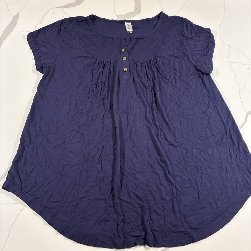 Amiclos Women's Top Purple Soft Short Sleeve Plus Size 2XL